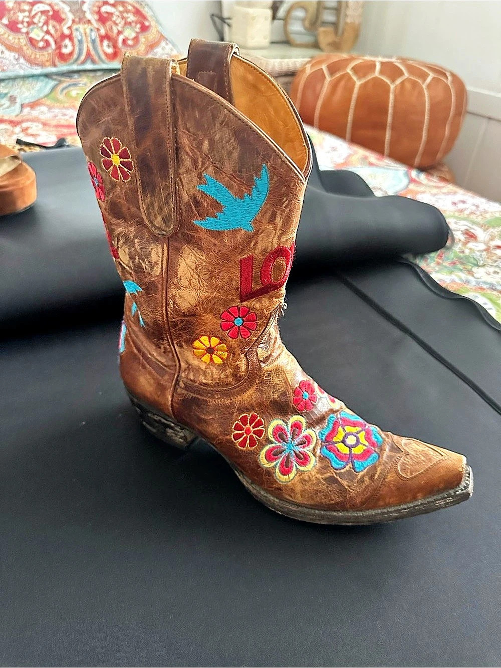 Old Gringo Checruda Brass Cowgirl Boot Brown US 8 B